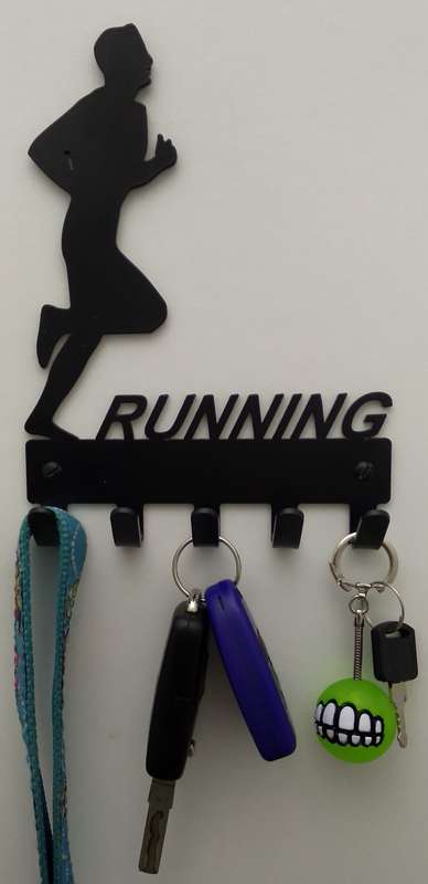 Eboy Steel Runner Key Rack or Leash Hanger - 5 Hooks - Black