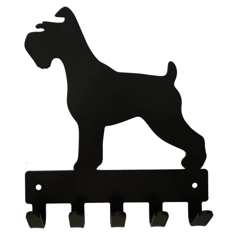 Eboy Steel Schnauzer Key Rack or Leash Hanger - 5 Hooks - Black