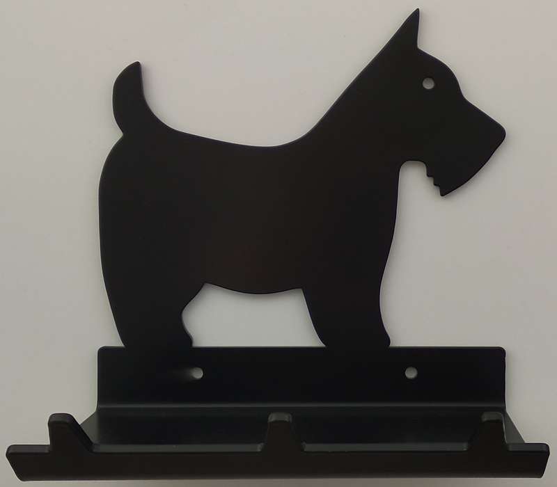 Eboy Steel Scottish Terrier Key Rack with Tray - 3 Hooks - Black