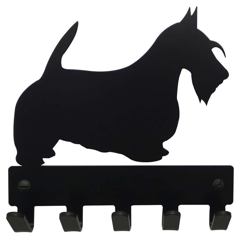 Eboy Steel Scottish Terrier Key Rack or Leash Hanger - 5 Hooks V1 - Black