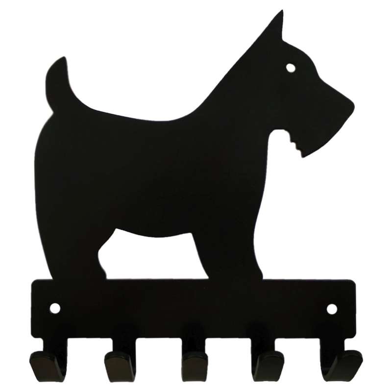 Eboy Steel Scottish Terrier Key Rack or Leash Hanger - 5 Hooks - Black