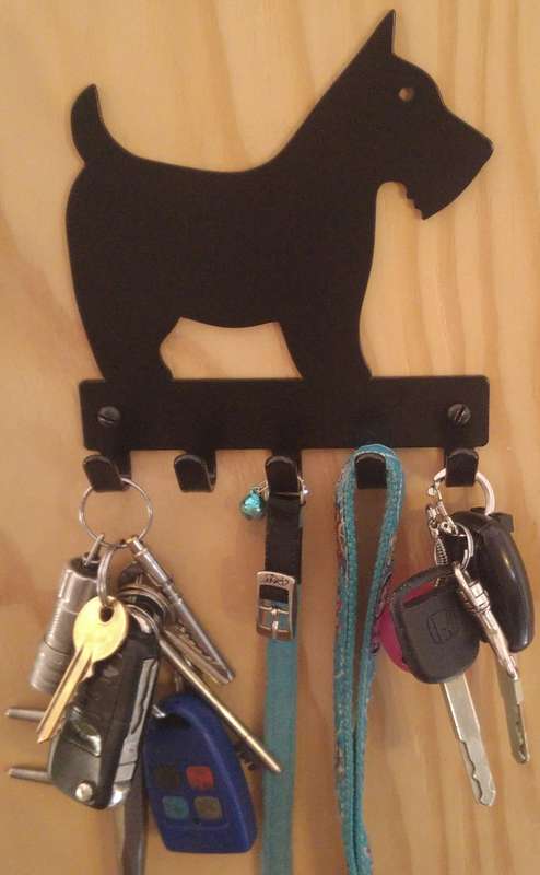 Eboy Steel Scottish Terrier Key Rack or Leash Hanger - 5 Hooks - Black