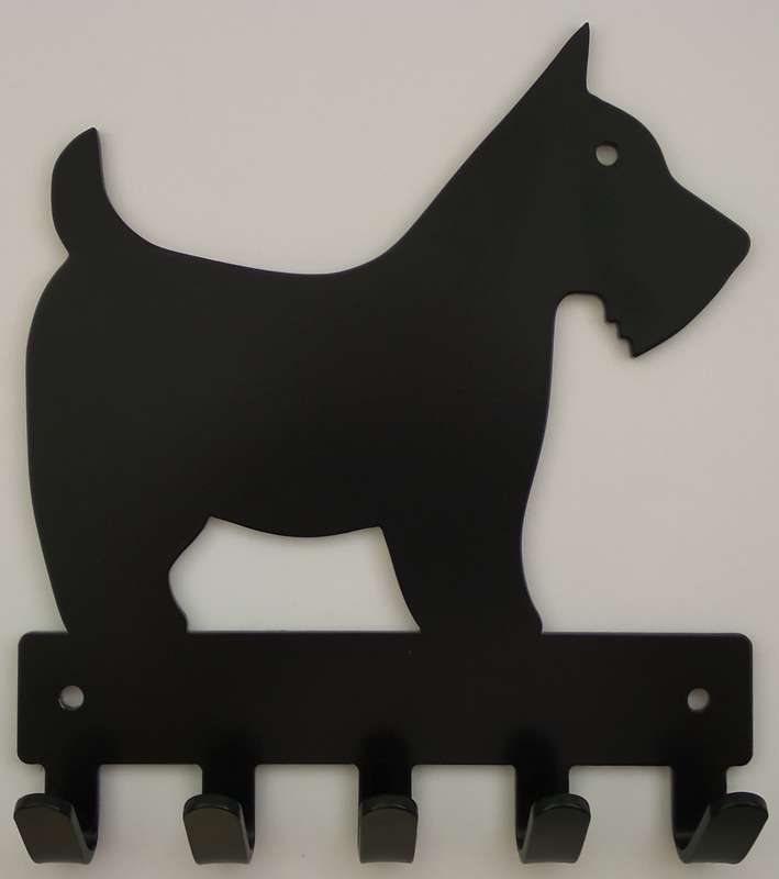 Eboy Steel Scottish Terrier Key Rack or Leash Hanger - 5 Hooks - Black