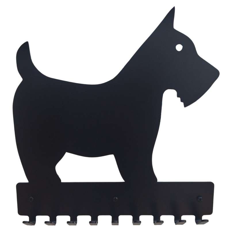 Eboy Steel Scottish Terrier Key Rack or Leash Hanger - 9 Hooks - Black