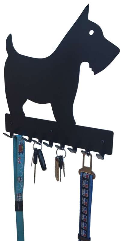 Eboy Steel Scottish Terrier Key Rack or Leash Hanger - 9 Hooks - Black