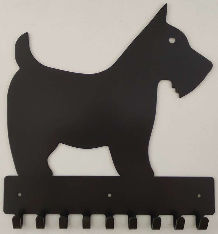 Eboy Steel Scottish Terrier Key Rack or Leash Hanger - 9 Hooks - Black