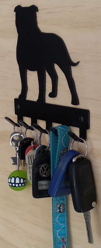 Eboy Steel Staffordshire Terrier Key Rack or Leash Hanger - 5 Hooks - Black