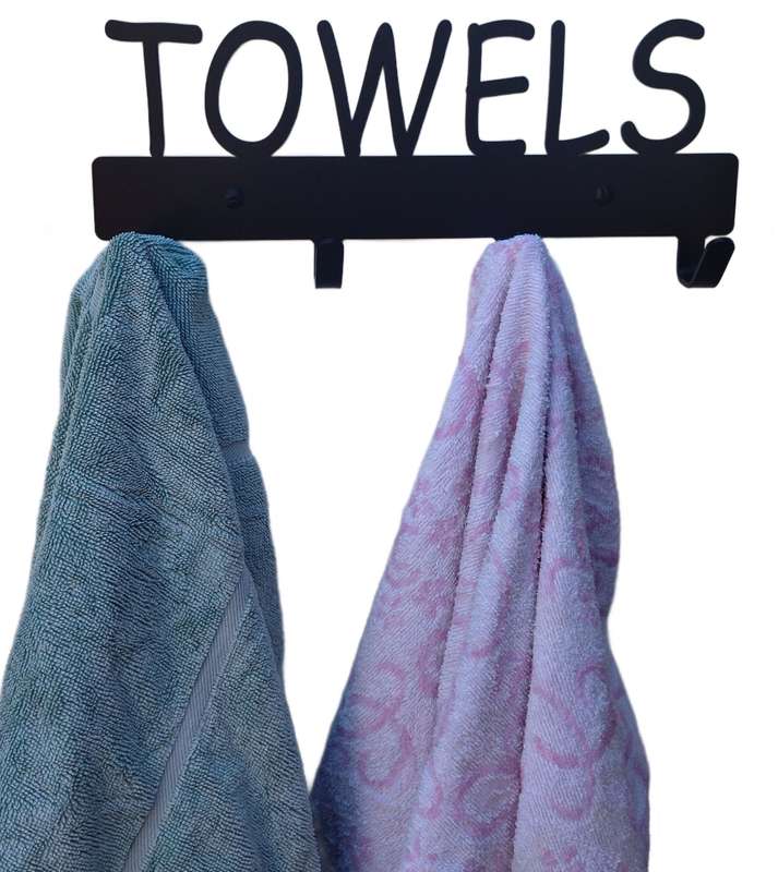 Eboy Steel Towels & Bath Robes Rack - 4 Hooks - Black