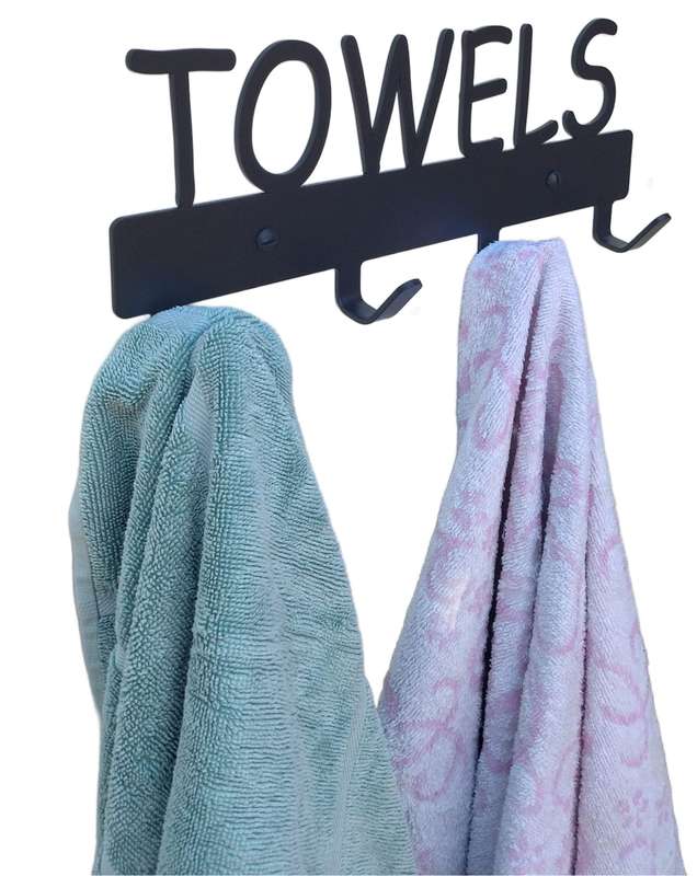 Eboy Steel Towels & Bath Robes Rack - 4 Hooks - Black