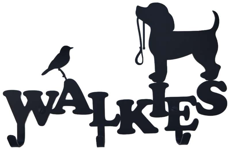 Eboy Steel Walkies Leash and Harness Holder for Pets - 3 Hooks - Black