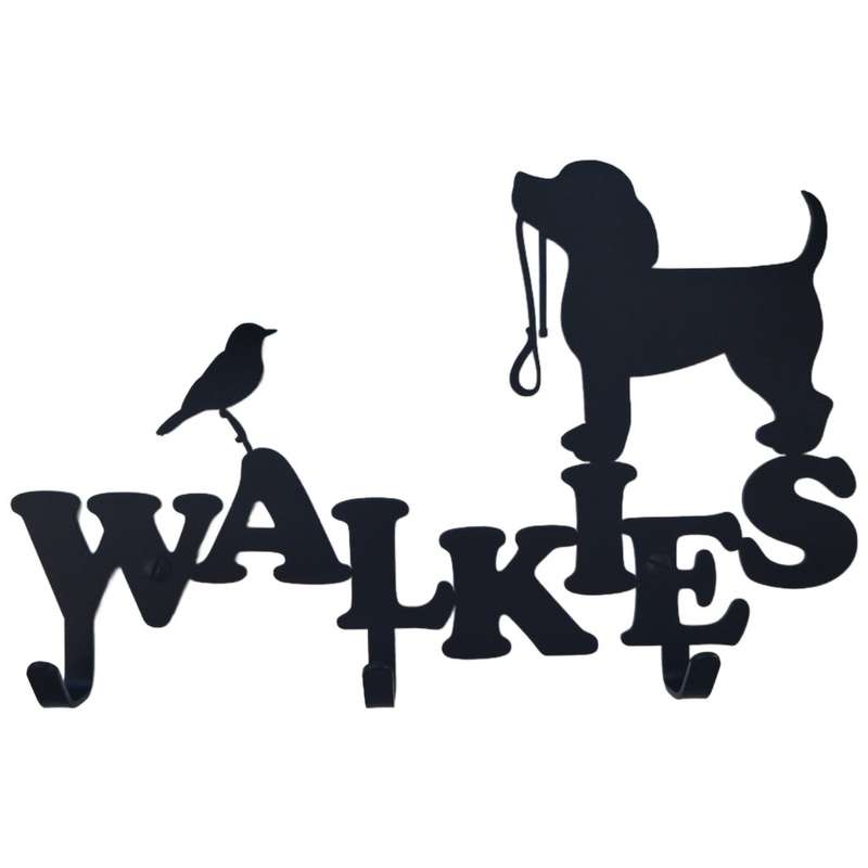 Eboy Steel Walkies Leash and Harness Holder for Pets - 3 Hooks - Black