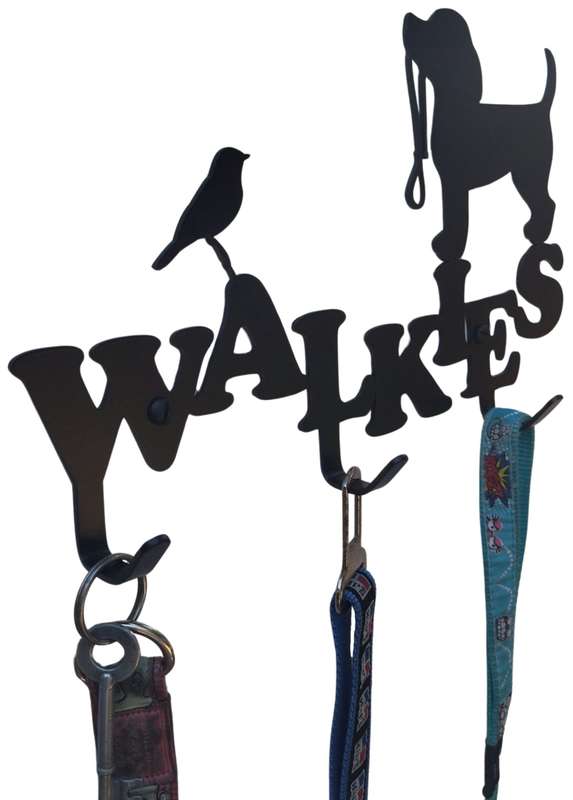 Eboy Steel Walkies Leash and Harness Holder for Pets - 3 Hooks - Black