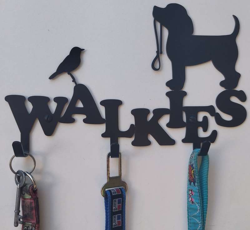 Eboy Steel Walkies Leash and Harness Holder for Pets - 3 Hooks - Black