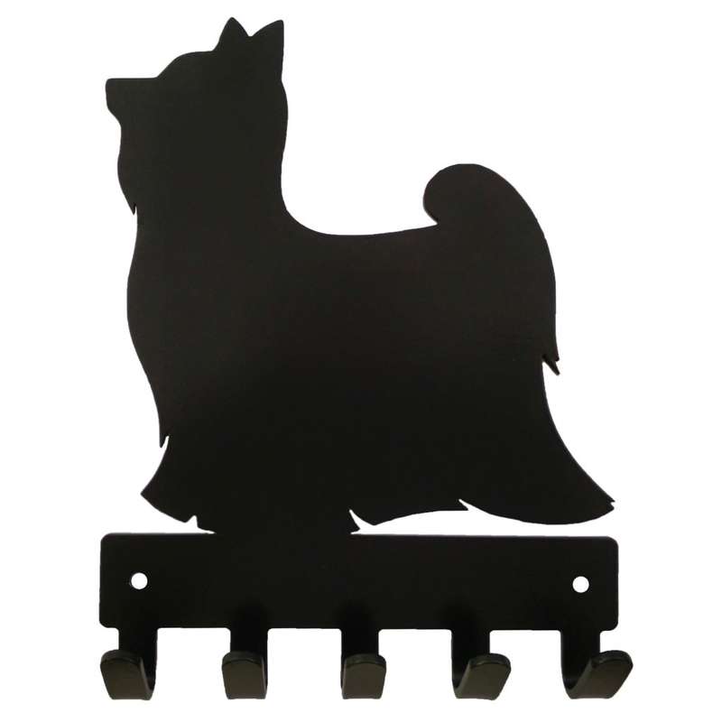 Eboy Steel Yorkshire Terrier Key Rack or Leash Hanger - 5 Hooks - Black