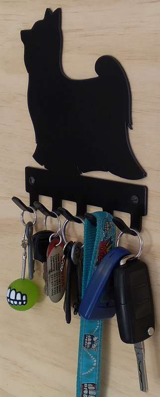 Eboy Steel Yorkshire Terrier Key Rack or Leash Hanger - 5 Hooks - Black
