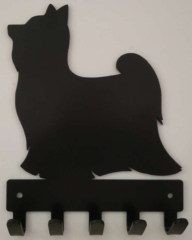 Eboy Steel Yorkshire Terrier Key Rack or Leash Hanger - 5 Hooks - Black