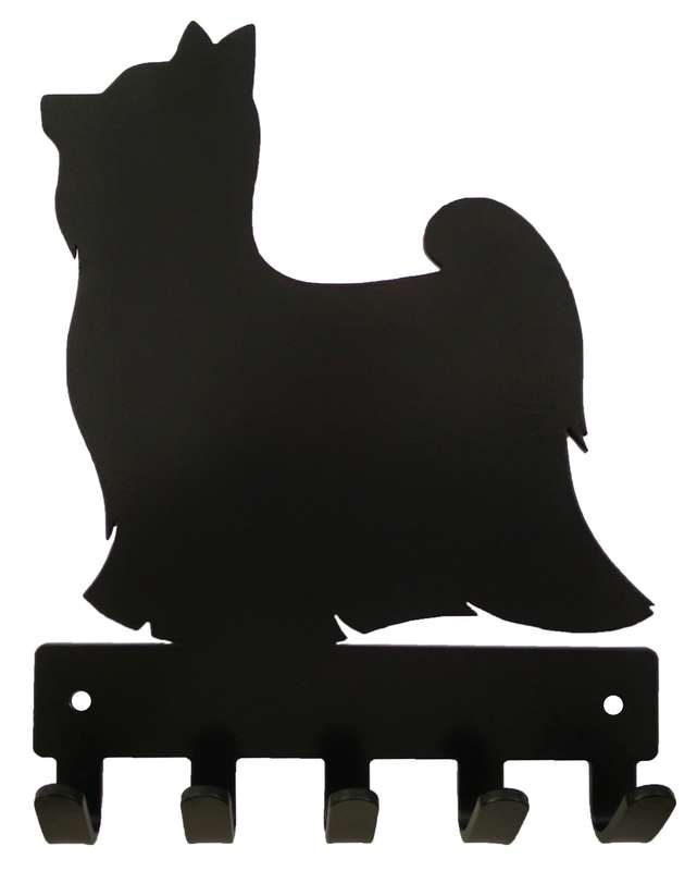 Eboy Steel Yorkshire Terrier Key Rack or Leash Hanger - 5 Hooks - Black