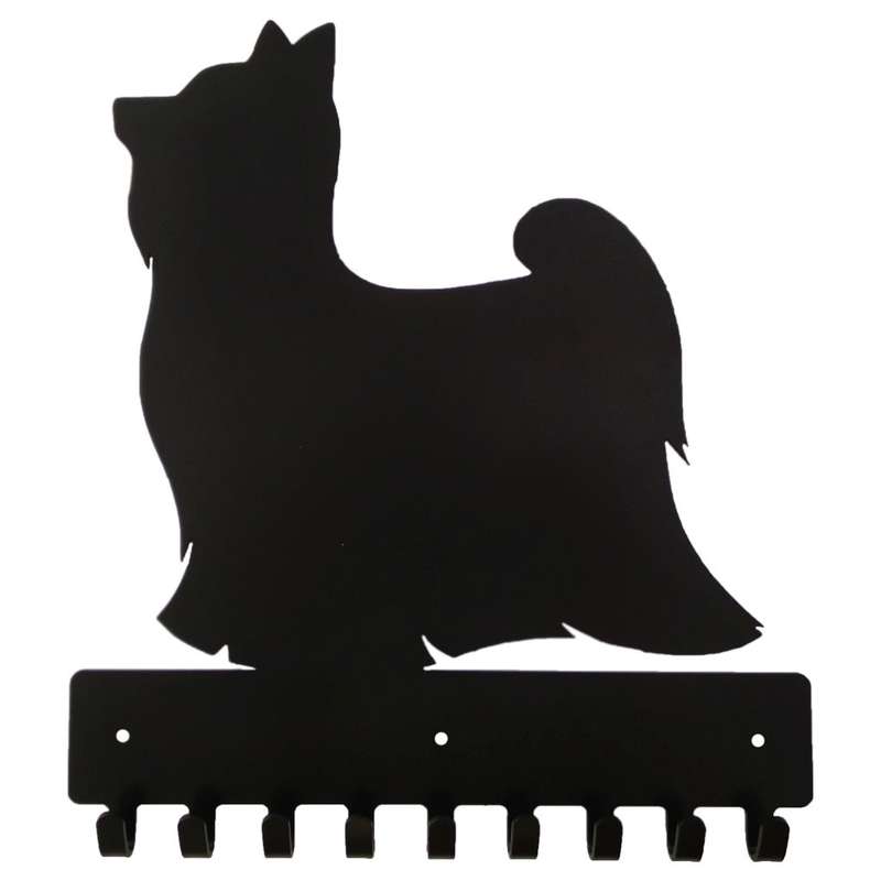 Eboy Steel Yorkshire Terrier Key Rack or Leash Hanger - 9 Hooks - Black