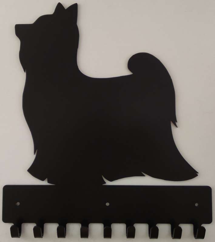 Eboy Steel Yorkshire Terrier Key Rack or Leash Hanger - 9 Hooks - Black