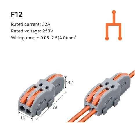 2 into 1 Pin Splitter Out Fast Push-in Electrical Connector Terminal Block