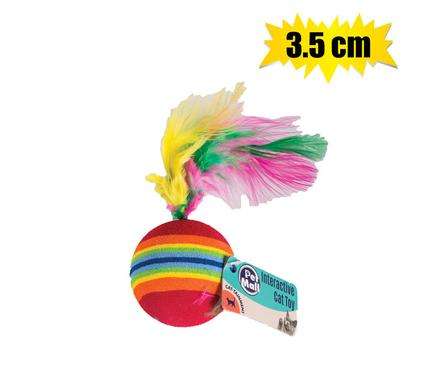Pet Cat Toy With Ball And Feather Asst