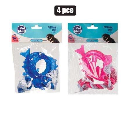 Pet Dog Toy Tug-Rope Triple With Ball