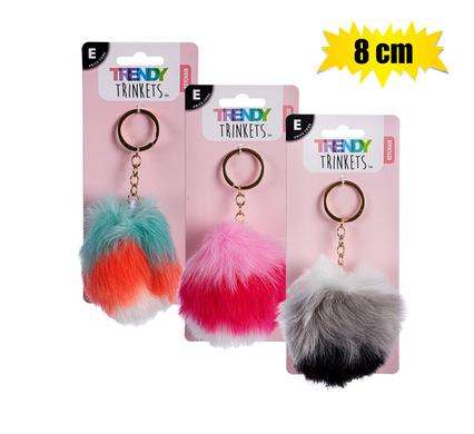 Keychain Pom Pom W/Bling Heart 11Cm
