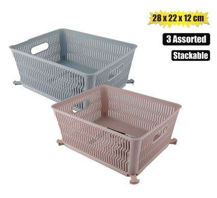 Basket Pl W/Handles 27X16X12Cm