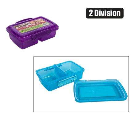 Lunch Box 2-Div W/Clip Lock Lid 712Ml