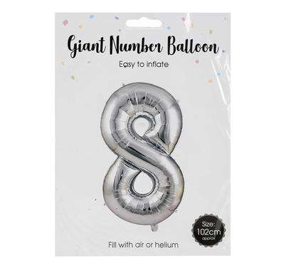 BALLOON HELIUM FOIL SILVER 8 102cm F-04