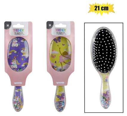 HAIR BRUSH SEQUIN PRINTED 21cm OVAL