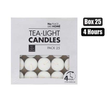 Candle Tea-Light White 3.5Cm Box-25