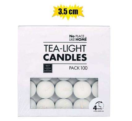 Candle Tea-Light White 3.5Cm Box-100
