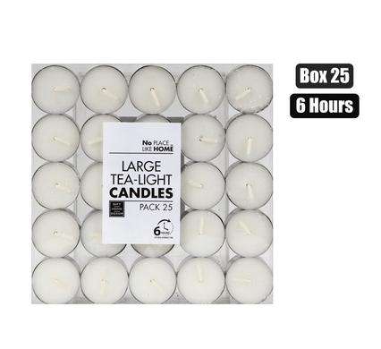 Candle Tea-Light White 3.5Cm Xlrg Box-25
