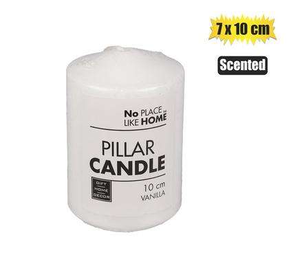 Candle Pillar Round White 10X7Cm Scented