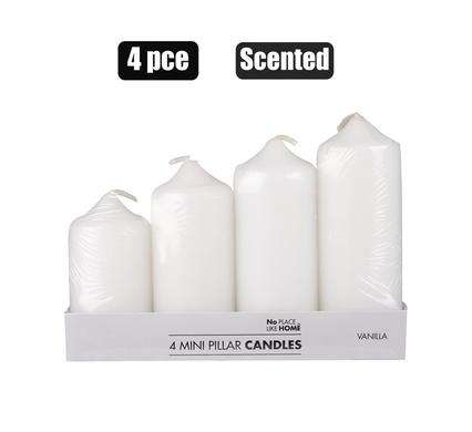 Candle-Set 4Pc Mini Pillars Astd Scented