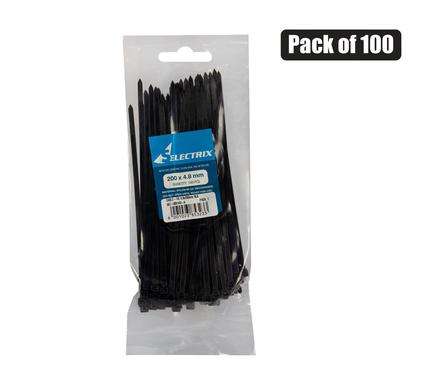 Cable-Ties 4.8X200Mm Black 100'S    Bulk