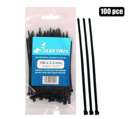 Cable-Ties 2.5X100Mm Black 100'S    Bulk