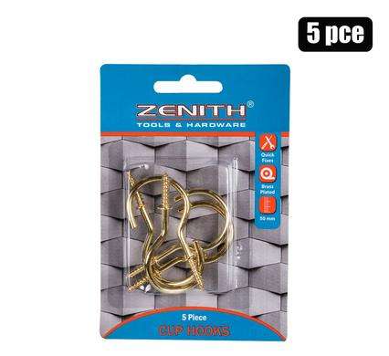 Cup-Hooks Brass-Pl 50Mm 5Pce      Zenith