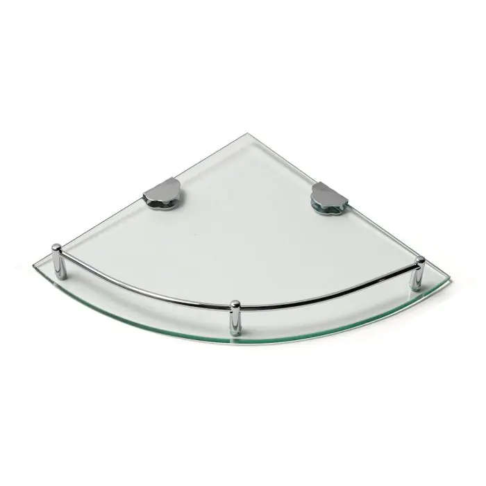 Corner Shelf, Glass, Stainless Steel, 240mm x 240mm x 6mm