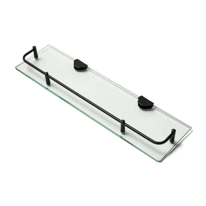 Glass Shelf, Stainless Steel, Black, 400mm x 110mm x 6mm