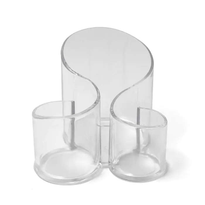 Make-Up Tool Holder, 3 Compartment, Clear