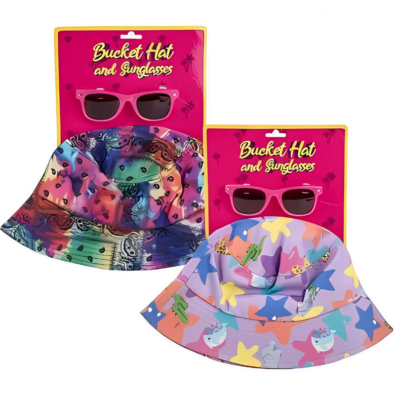 Hat Set Bucket Hat With Sunglasses Girl
