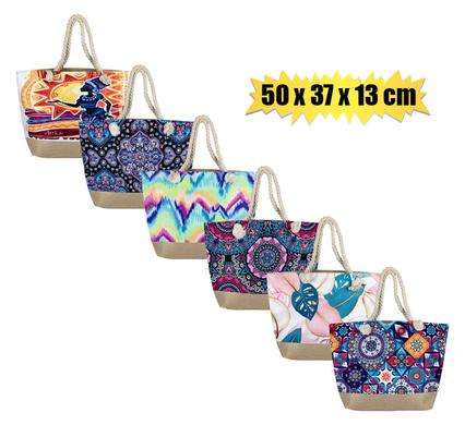 Beach Bag 50X37X13Cm Asstd W/Rope Handle