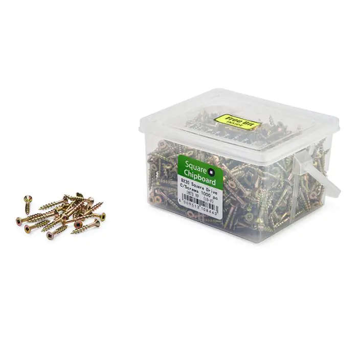 Chipboard Screws, Square, No.8, 4mm x 30mm, 1000 Pieces