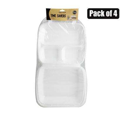 Picnic Styrofoam 3 Division Boxes 4-Pack