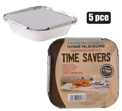 Baking-Pan Alum-Foil 5Pce 14,5X14,5X3Cm