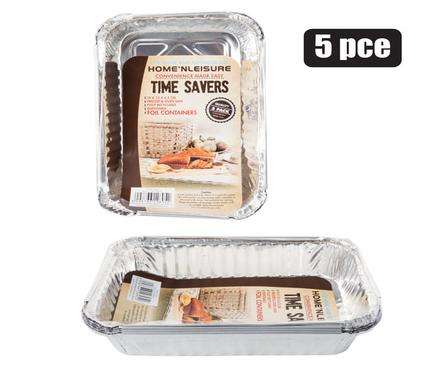 Baking-Pan Alum-Foil 5Pce 19X13X4.5Cm