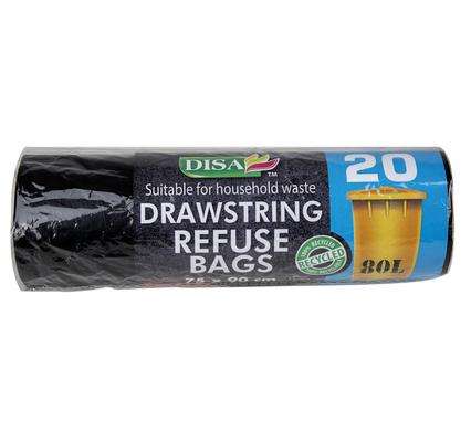 Refuse Bag Black 20Pc 750X950Mm D/String