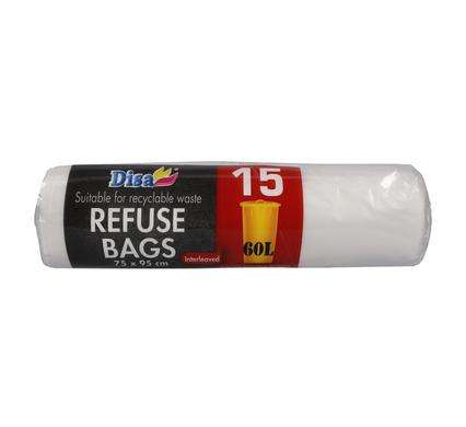 Refuse Bag Clear 15Pc 750X950Mm